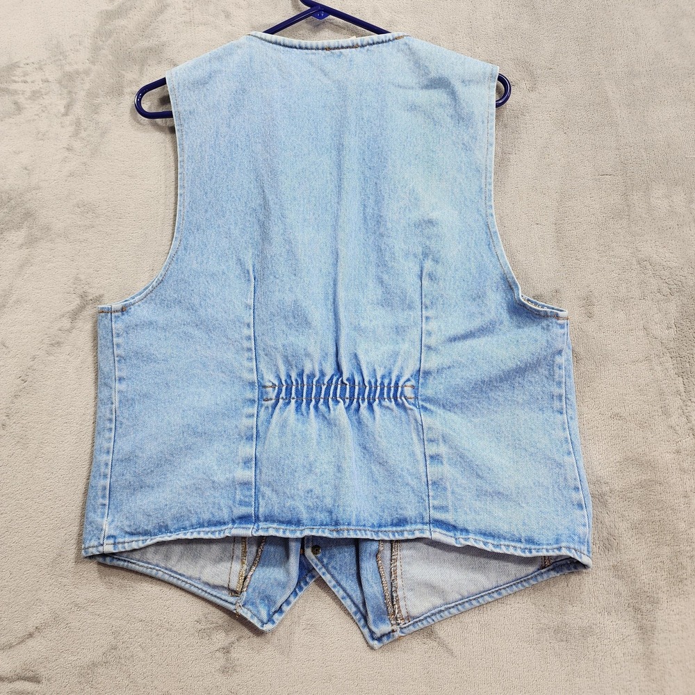 Vintage ACME Clothing Co Vest Mens L Blue Denim Bugs Bunny Daffy Duck Cartoon - Picture 8 of 14
